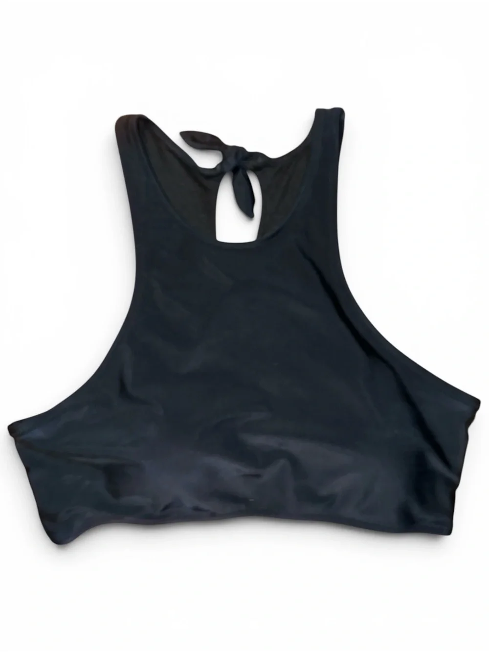 Old Navy Black High Neck Tie Back Bikini Swim Top size L NWT